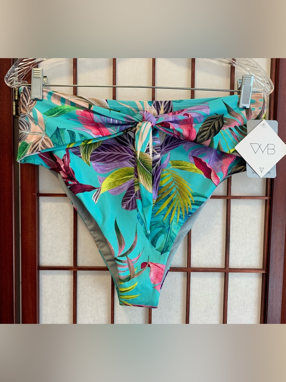 NWT VYB Vicious Young Babes Teal Floral Hi-Cut Bikini Bottoms in Size XL